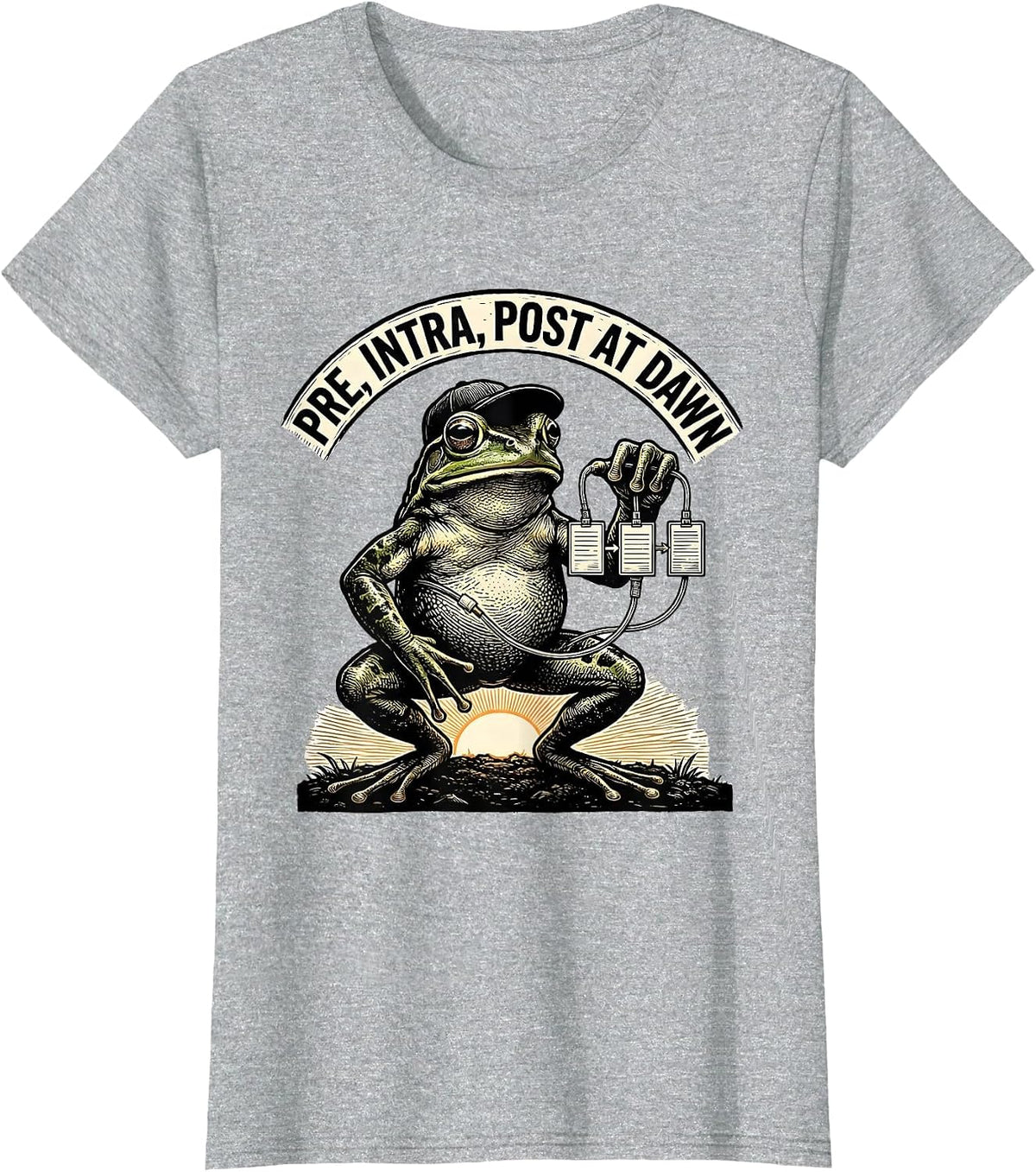 Women's Pre Intra Post At Dawn Funny Frog Teacher Back to School T-Shirt - Heather Grey