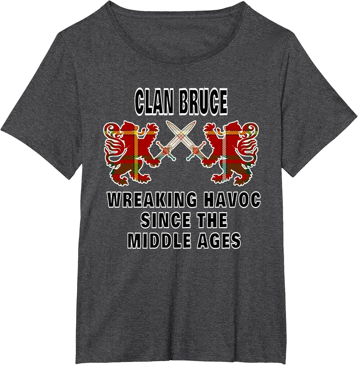 Bruce Scottish Clan Family Kilt Tartan Lion T-Shirt - Dark Heather Grey