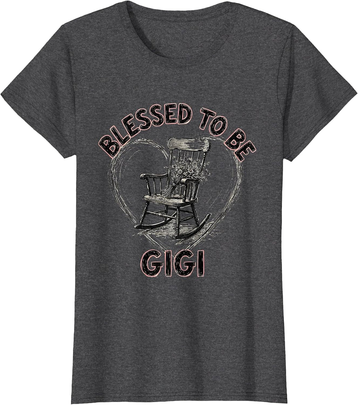 Women's Blessed To Be Gigi Grandma Gift Design T-Shirt - Dark Heather Grey