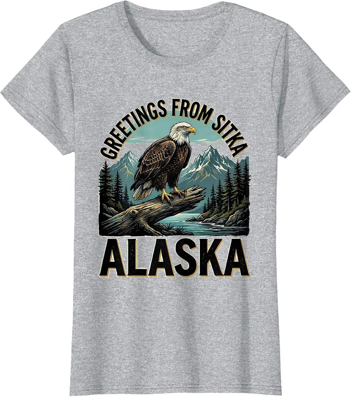 Greetings From Sitka Alaska Vintage Sign Painter Souvenir T-Shirt - Heather Grey