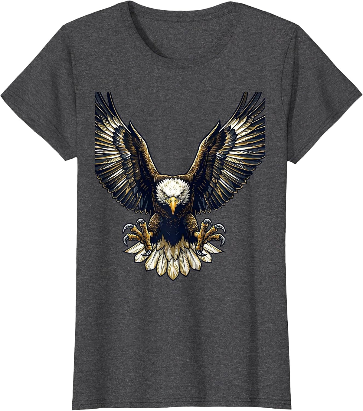 Women's Eagle Diving Talons Extended Raptor Graphic T-Shirt - Dark Heather Grey