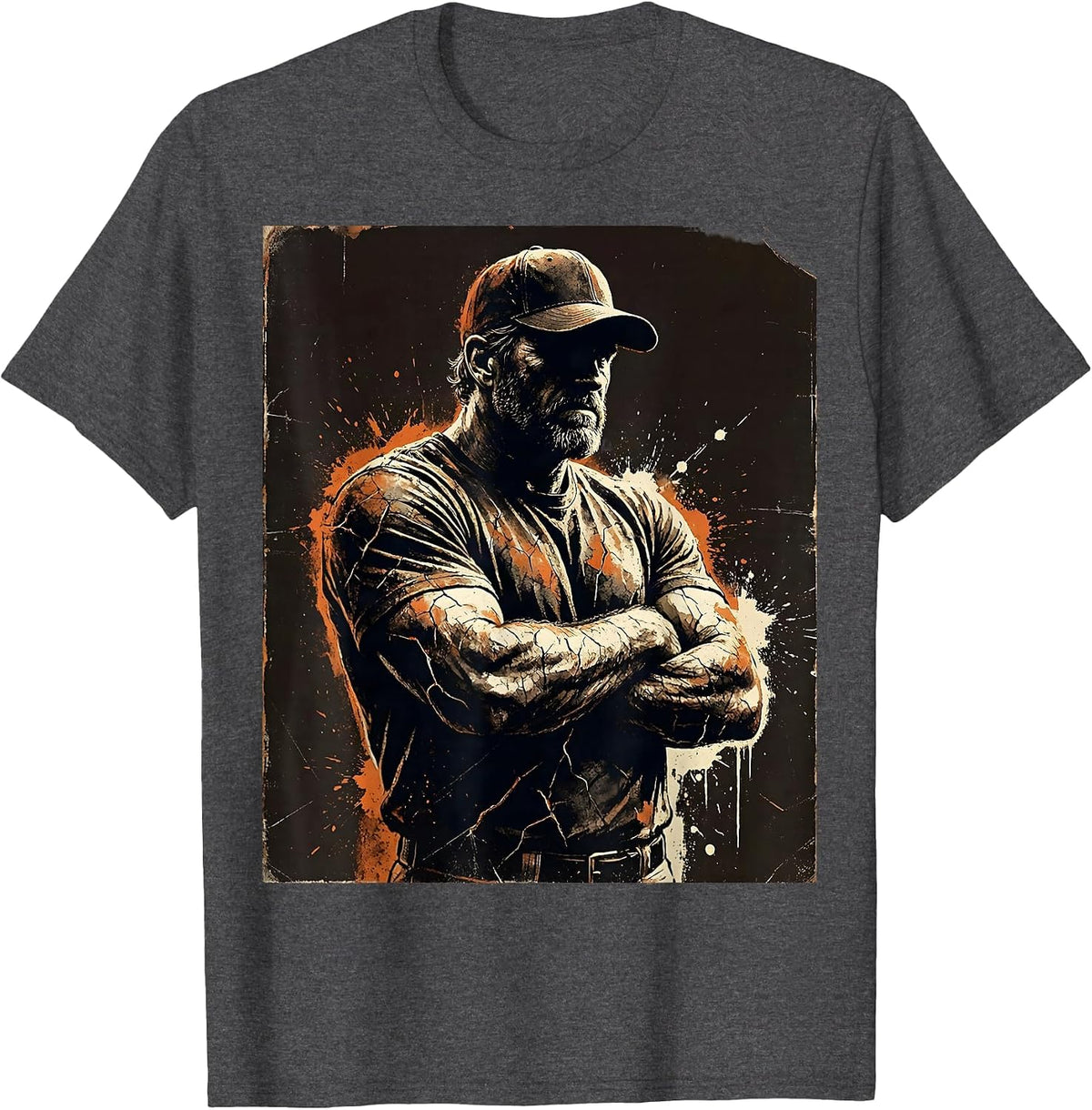 Men's Soccer Dad Arms Crossed Watching the Match T-Shirt - Dark Heather Grey