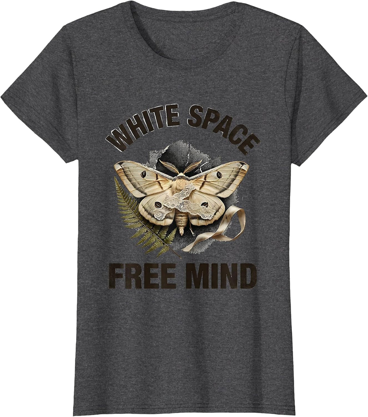 Women's White Space Free Mind Freedom Graphic Design T-Shirt - Dark Heather Grey