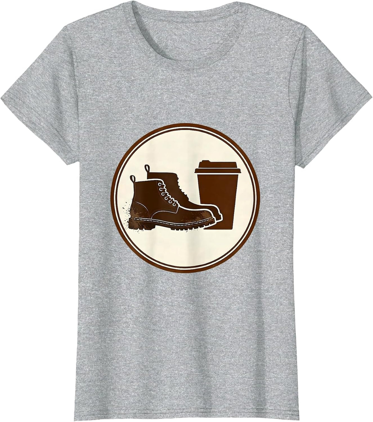 Soccer Dad Muddy Boots and Coffee Illustration T-Shirt - Heather Grey