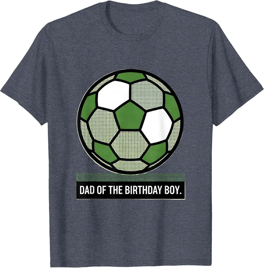 Dad Of The Birthday Boy Football Lover First Birthday Party T-Shirt - Heather Blue