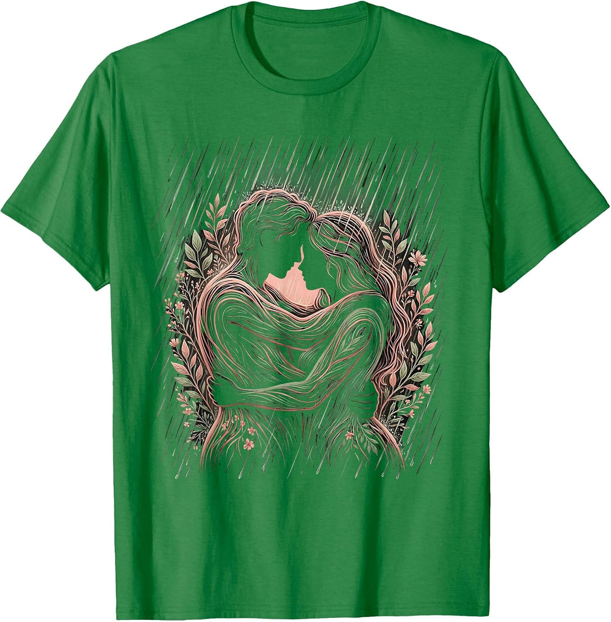 Men's Kindness in the Rain Hugging Figures Illustration T-Shirt - Kelly Green