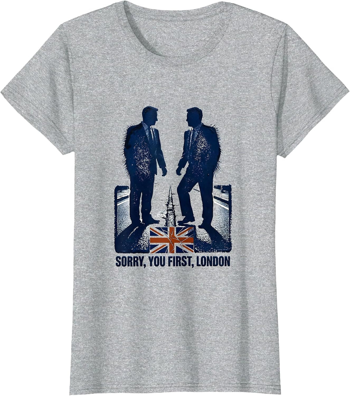 Sorry, You First, London Rubber Stamp UK Flag Travel Pride T-Shirt - Heather Grey