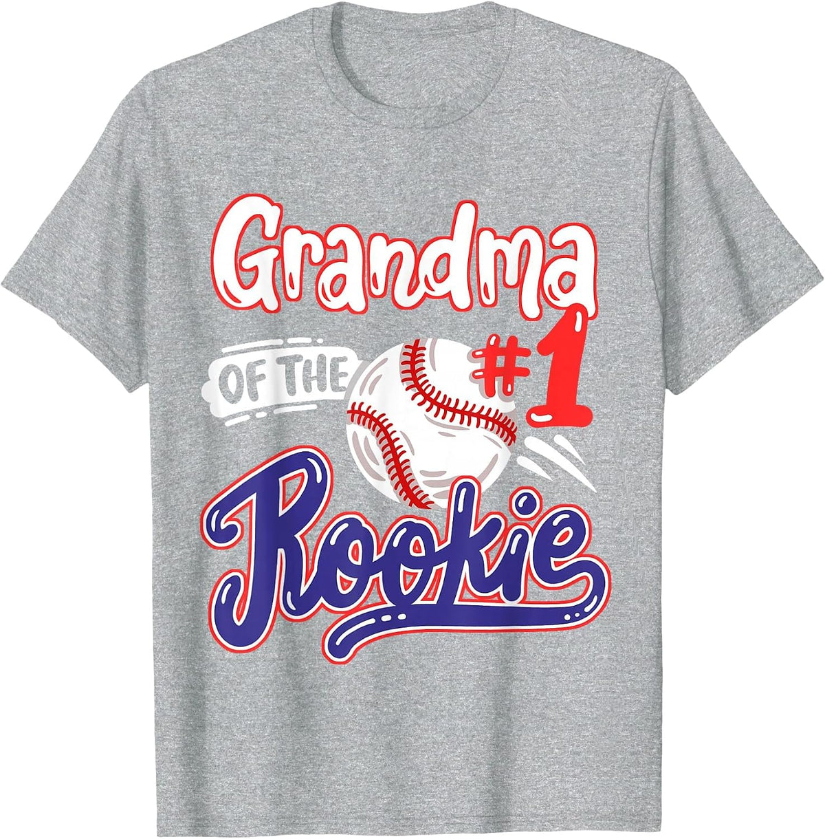 Grandma of Rookie 1st Baseball Birthday Party T-Shirt - Heather Grey