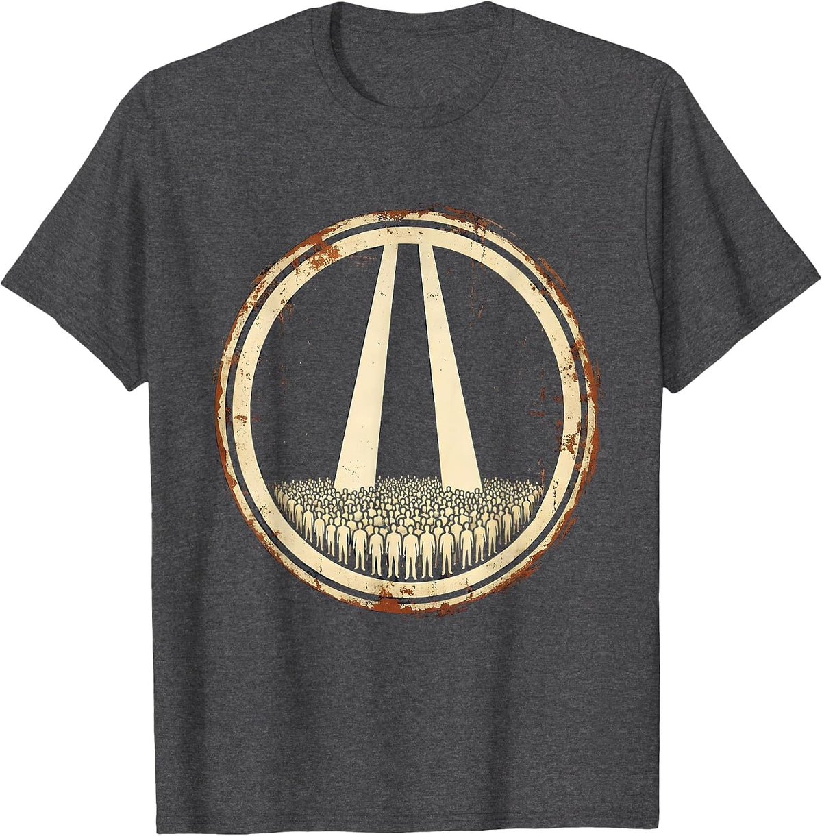 September 11 Twin Beams Silhouette Memorial Design T-Shirt - Dark Heather Grey