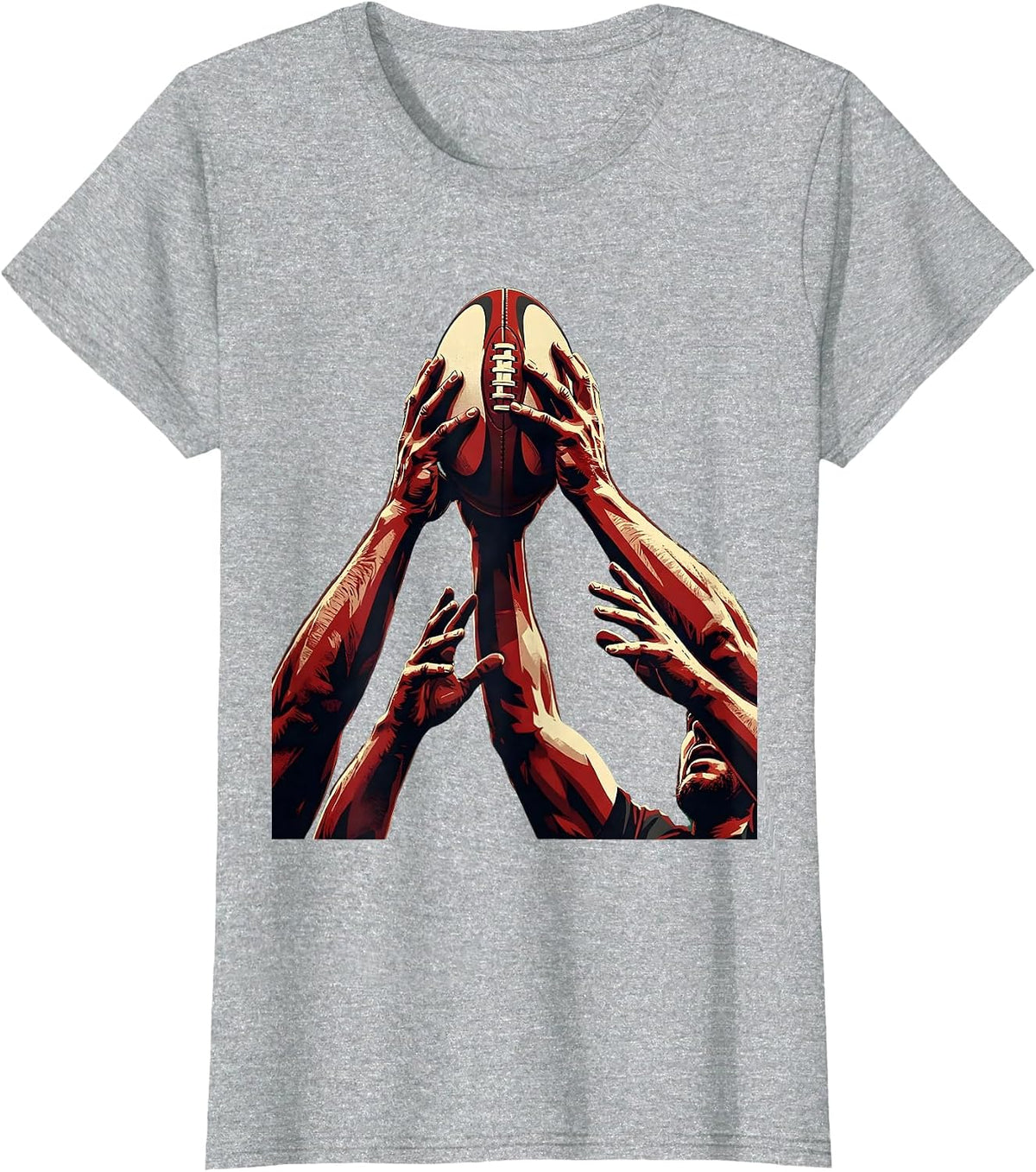 Women's Rugby Lineout Hands Reaching for Ball Graphic T-Shirt - Heather Grey
