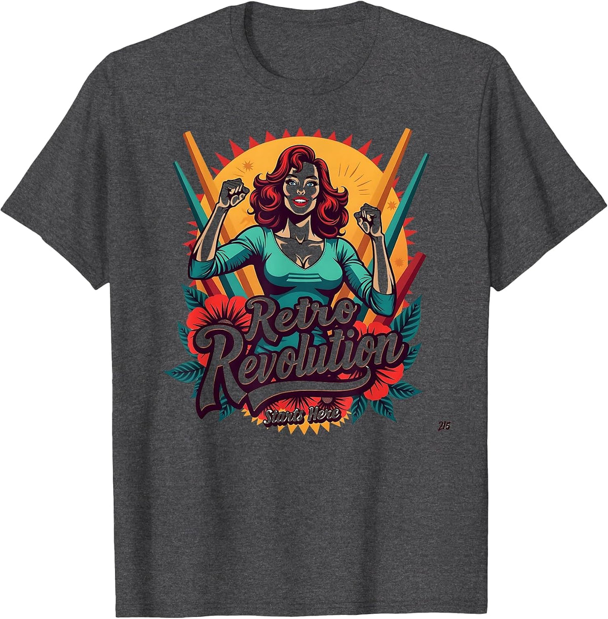 Retro Revolution Starts Here Vintage 1985 Design T-Shirt - Dark Heather Grey