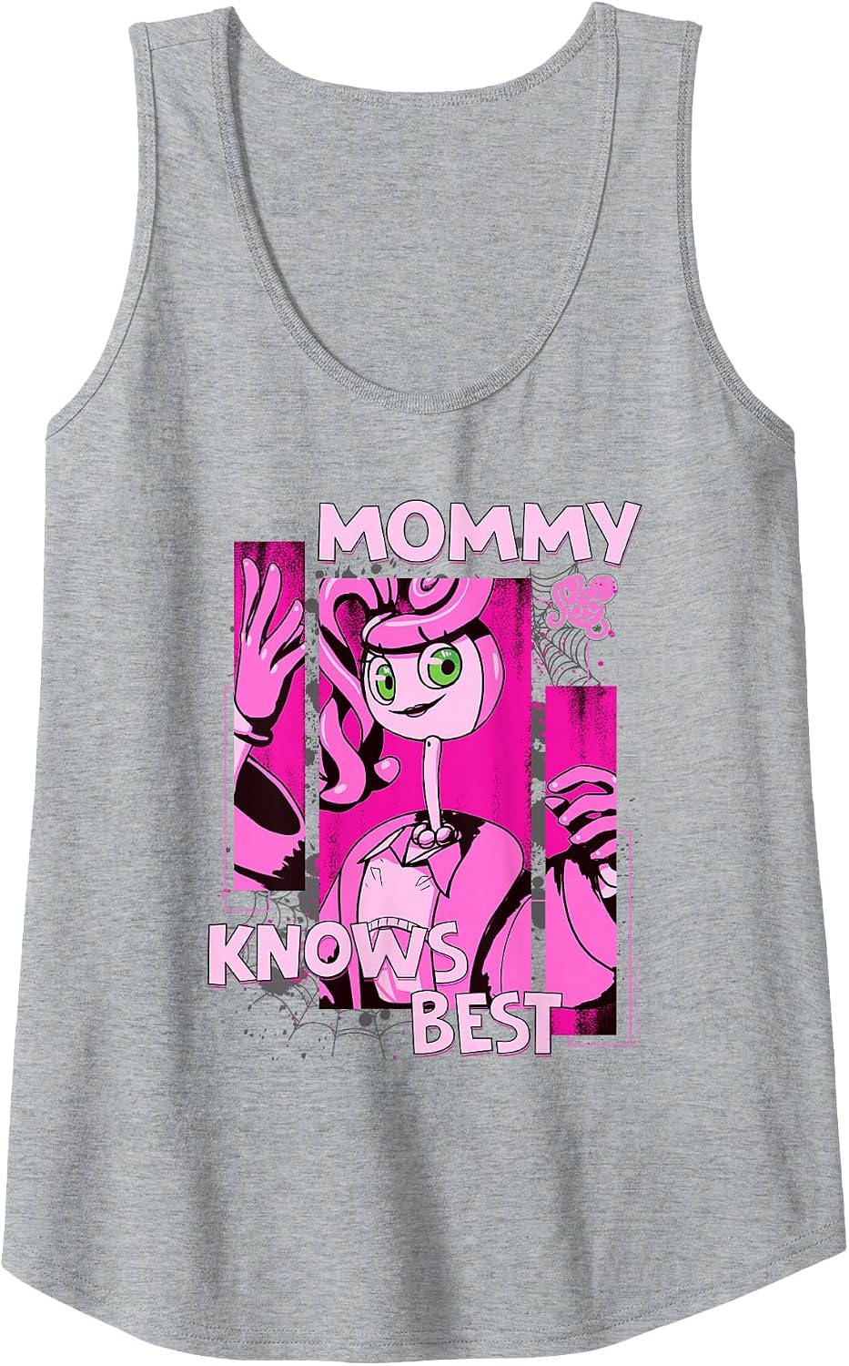 Poppy Playtime Mommy Knows Best Panel Style Portrait Tank Top - Heather Grey