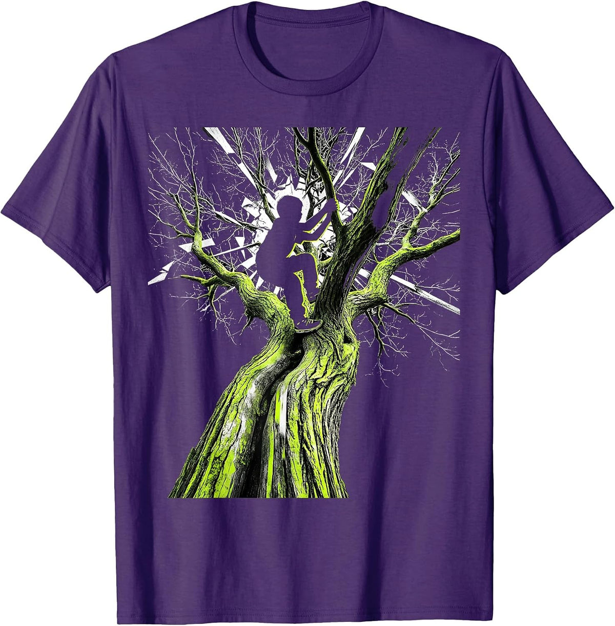 Local Boy Kid Climbing Backyard Tree Illustration T-Shirt - Purple
