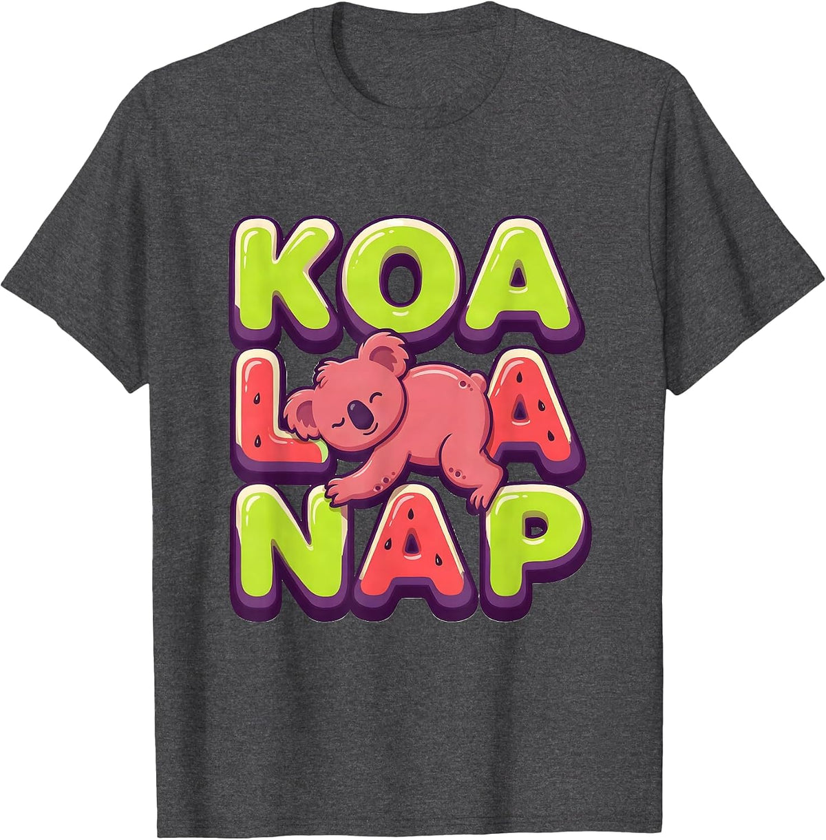 Men's Koalanap Cute Sleeping Koala Animal Lover Pajama Humor T-Shirt - Dark Heather Grey