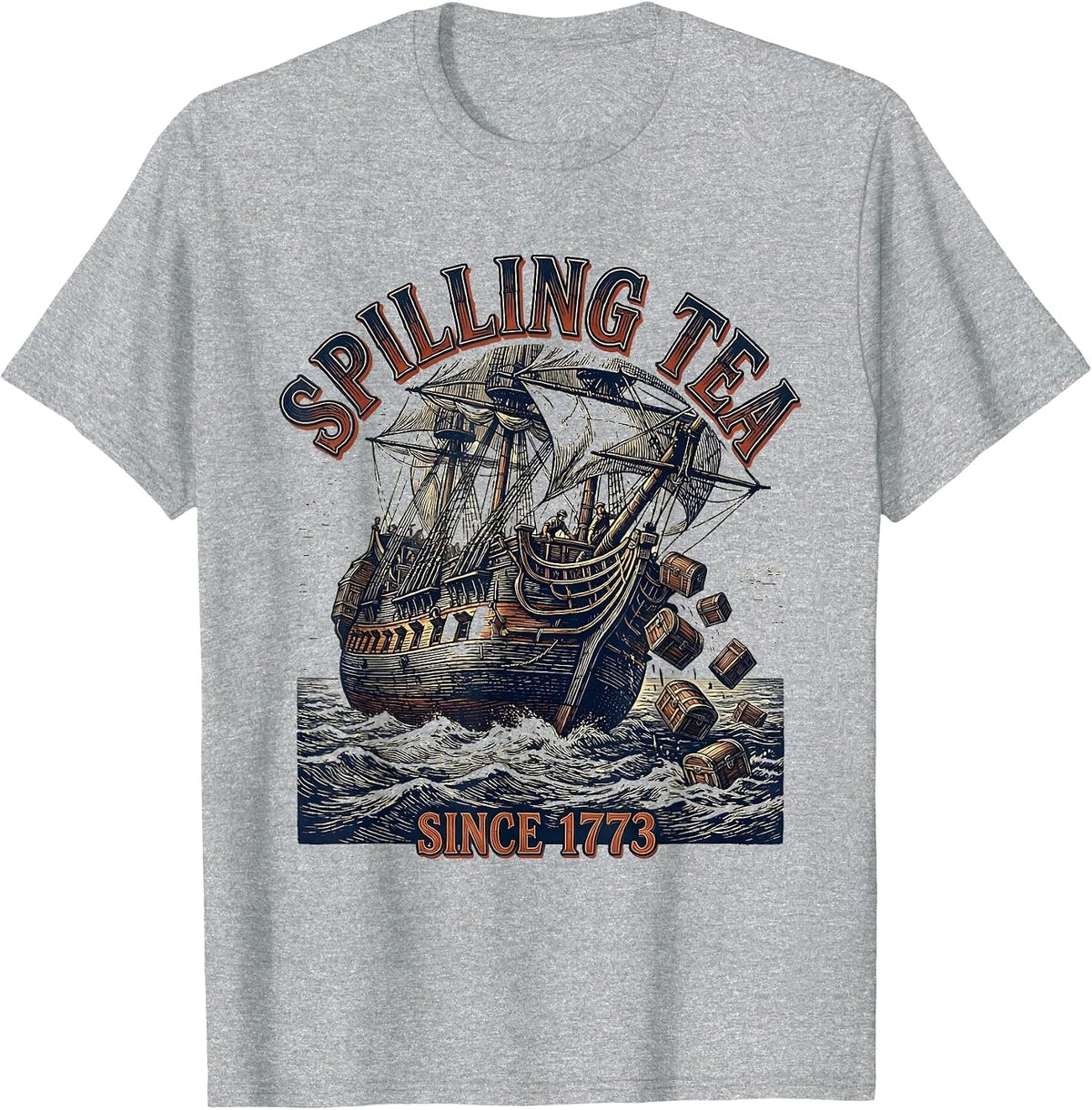 Men's Spilling Tea Since 1773 Funny History Teacher 4th Of July T-Shirt - Heather Grey