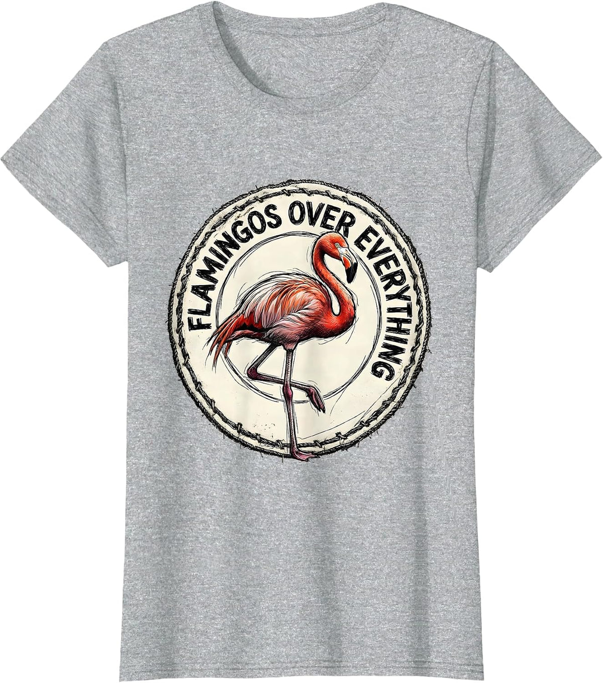Flamingos Over Everything Flamingo Lover Design T-Shirt - Heather Grey