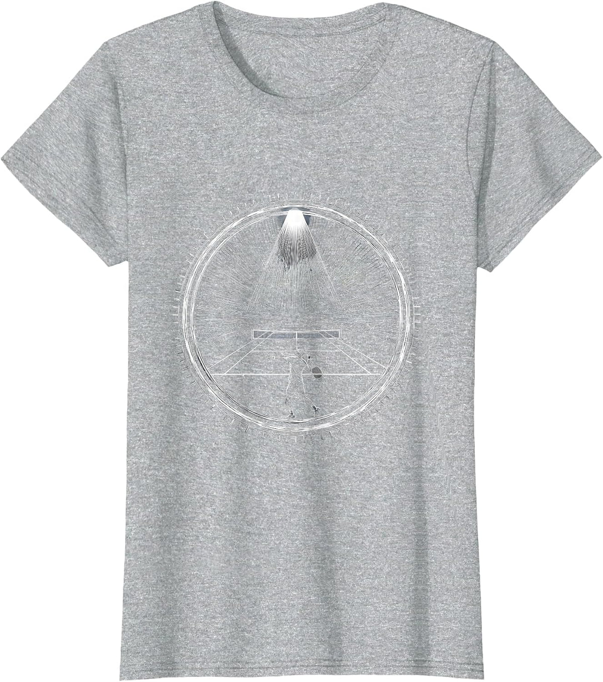 Tennis Spotlight Court Lone Player Graphic T-Shirt - Heather Grey