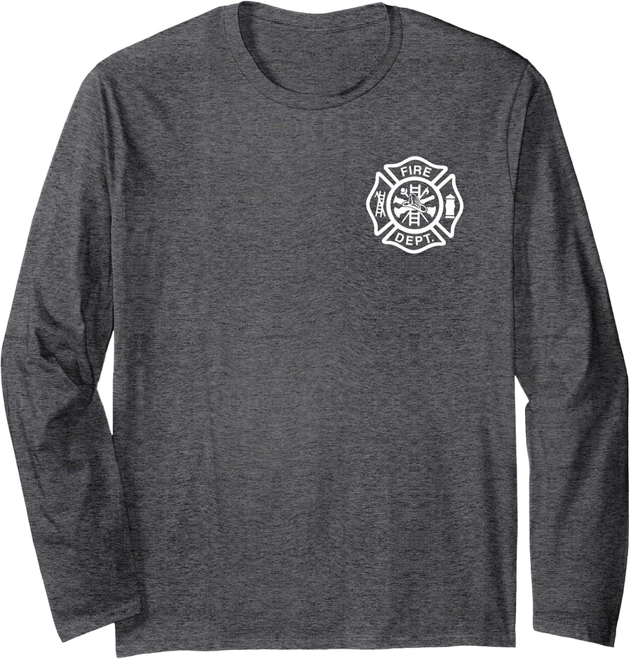 Fire Department Logo Uniform Fireman Symbol Firefighter Gear Long Sleeve T-Shirt - Adult Unisex Dark Heather Grey