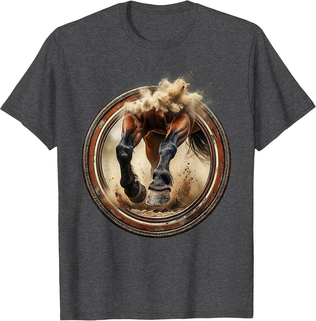 Horse Hooves Dusty Trail Close-Up Graphic T-Shirt - Dark Heather Grey
