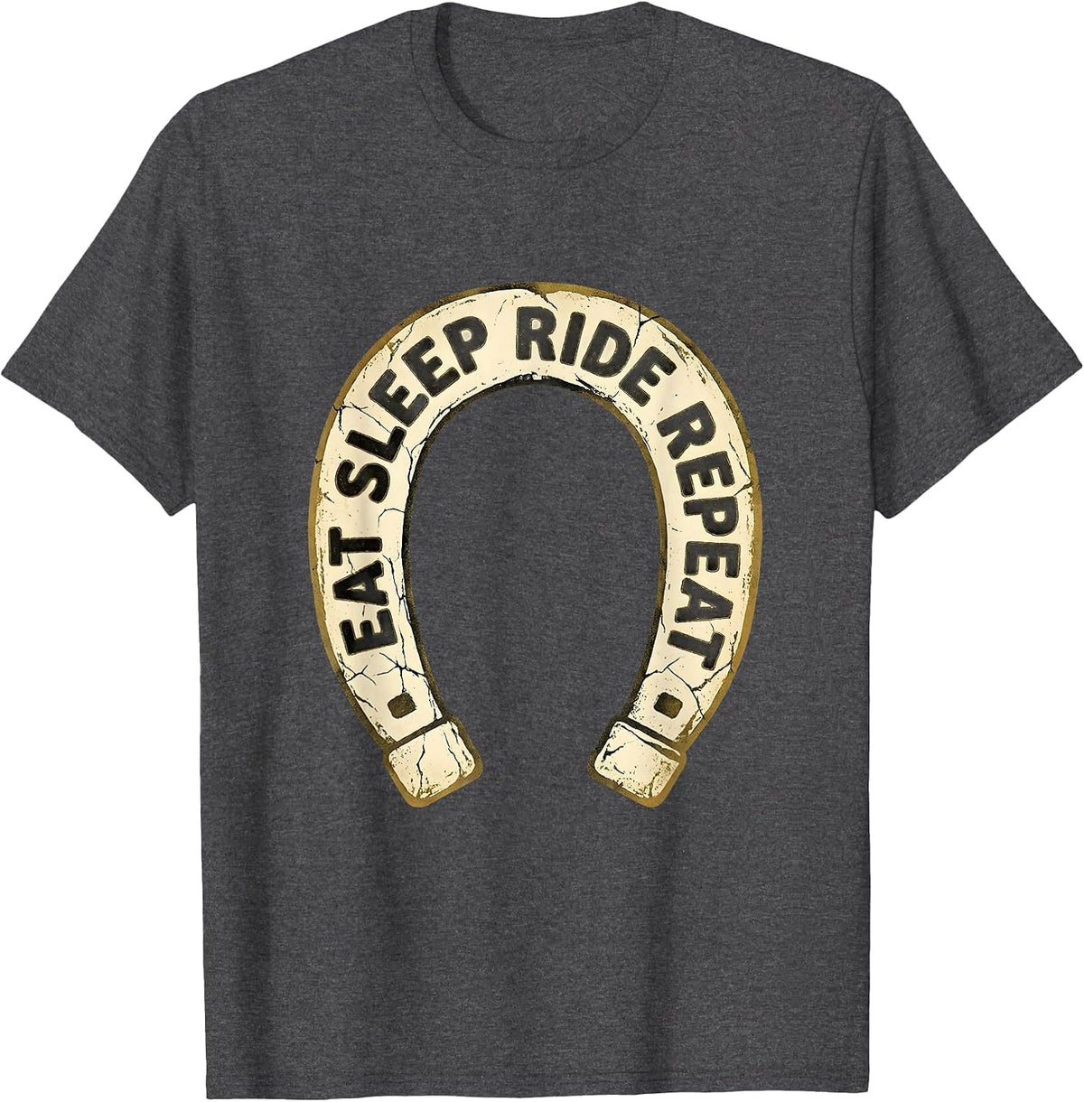 Eat Sleep Ride Repeat Equestrian Design T-Shirt - Dark Heather Grey