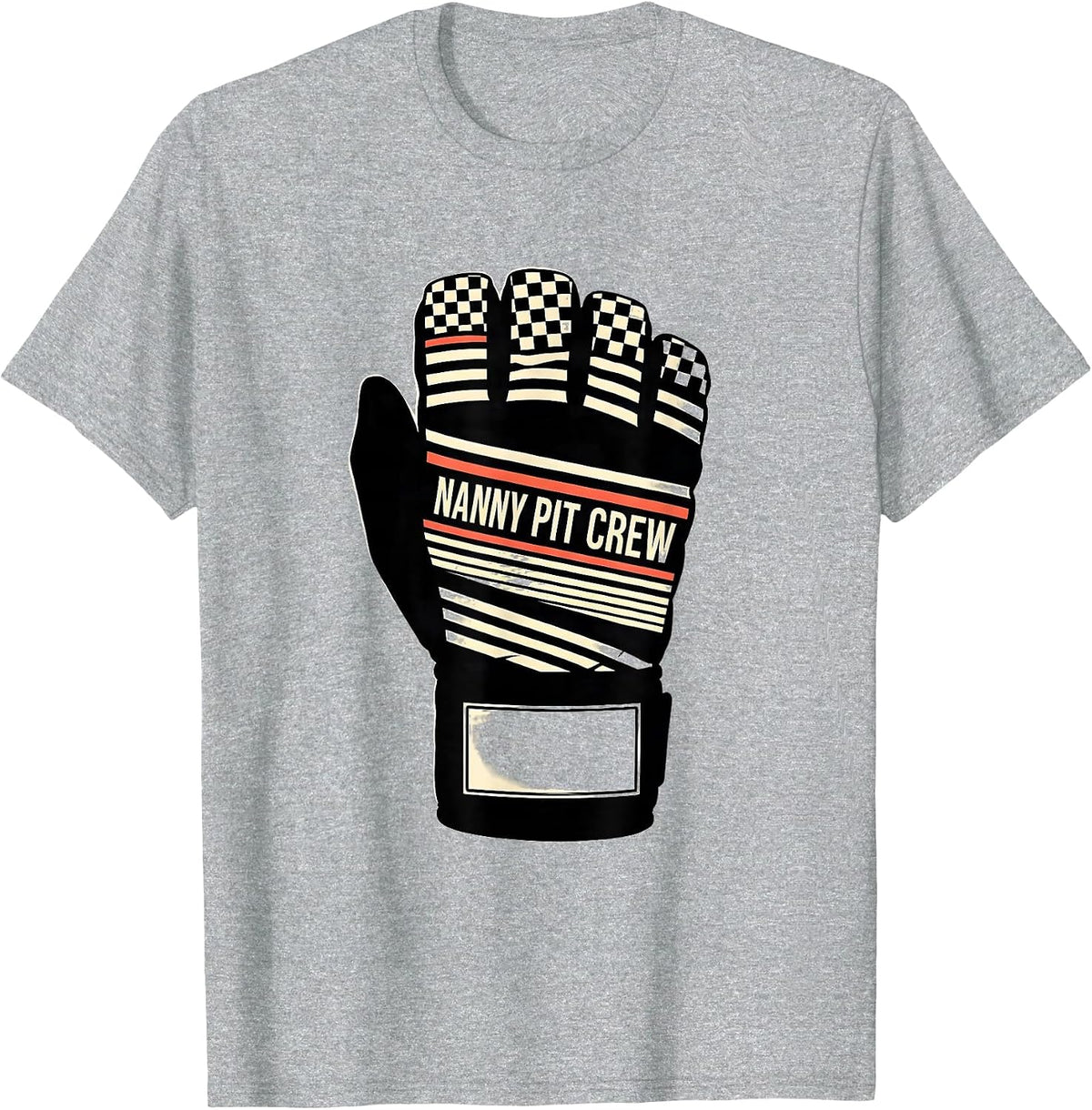 Men's Nanny Pit Crew Disrupted Stripe Graphic Race Car Birthday T-Shirt - Heather Grey