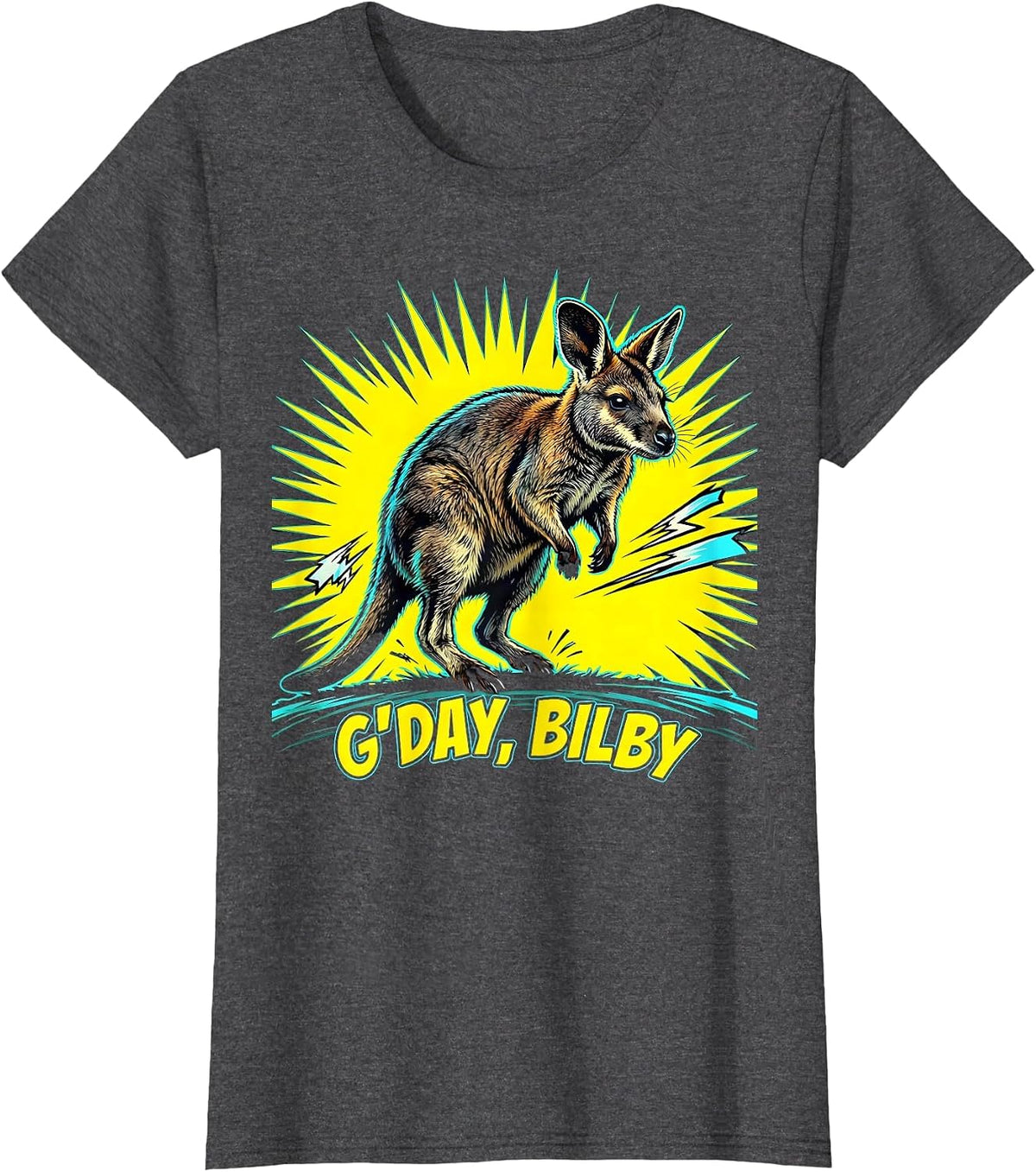 Women's G'day, Bilby Pop Art Australia Wildlife Novelty T-Shirt - Dark Heather Grey