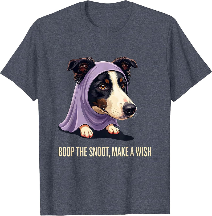 Boop The Snoot Make A Wish Funny Halloween Dog Mom T-Shirt - Heather Blue