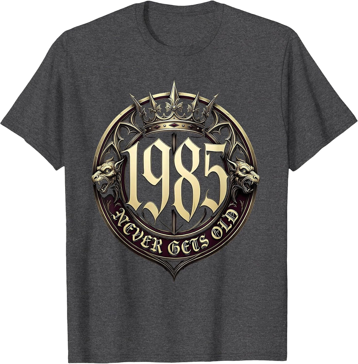 1985 Never Gets Old Vintage Birth Year Design T-Shirt - Dark Heather Grey