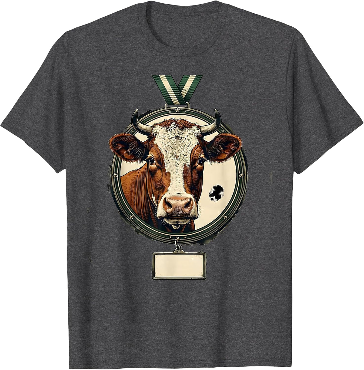Men's Cow Medallion Vintage Funny Cow Lover Novelty T-Shirt - Dark Heather Grey