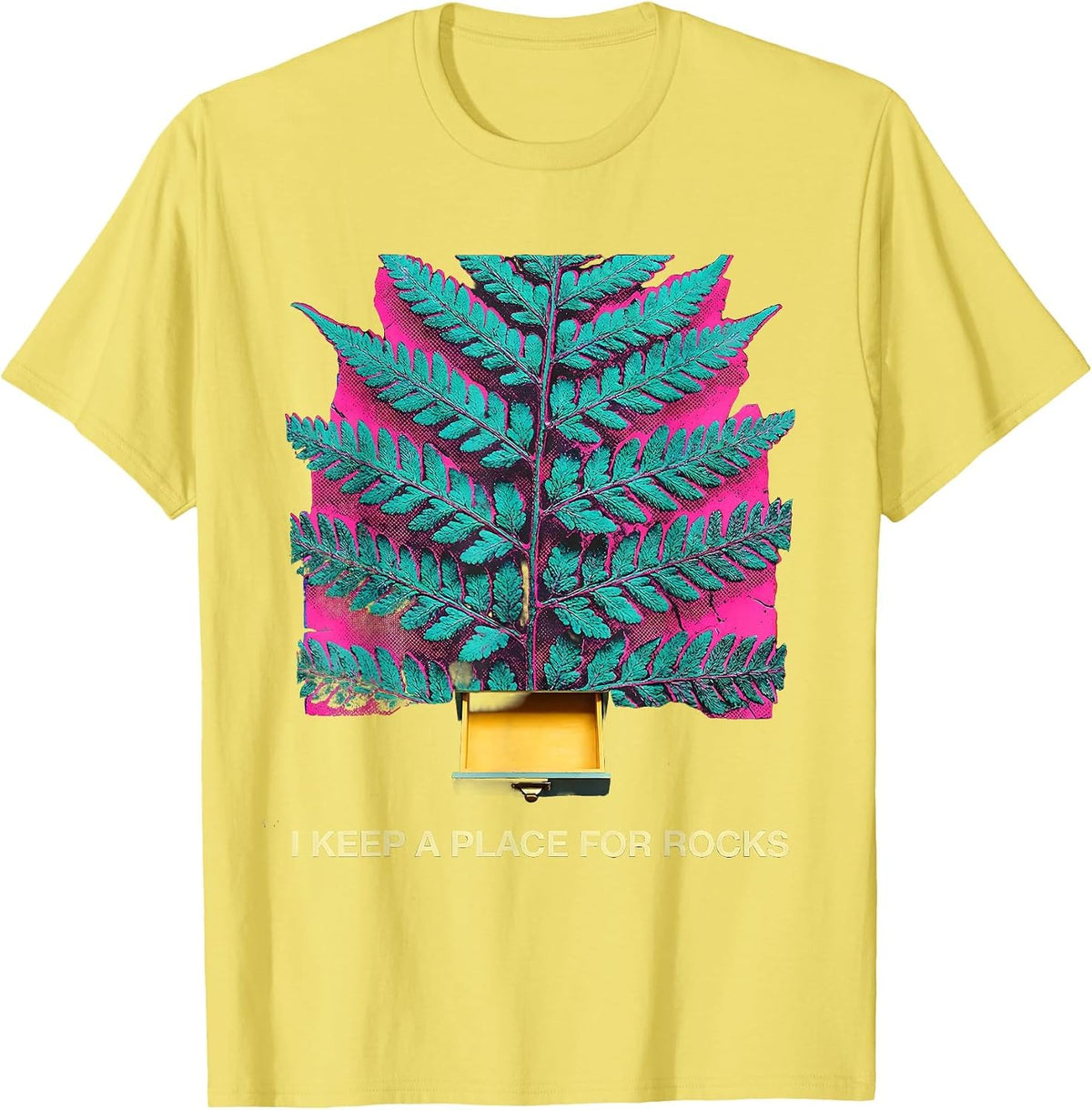 Men's I Keep A Place For Rocks Funny Rock Collector Geology Humor T-Shirt - Lemon Yellow