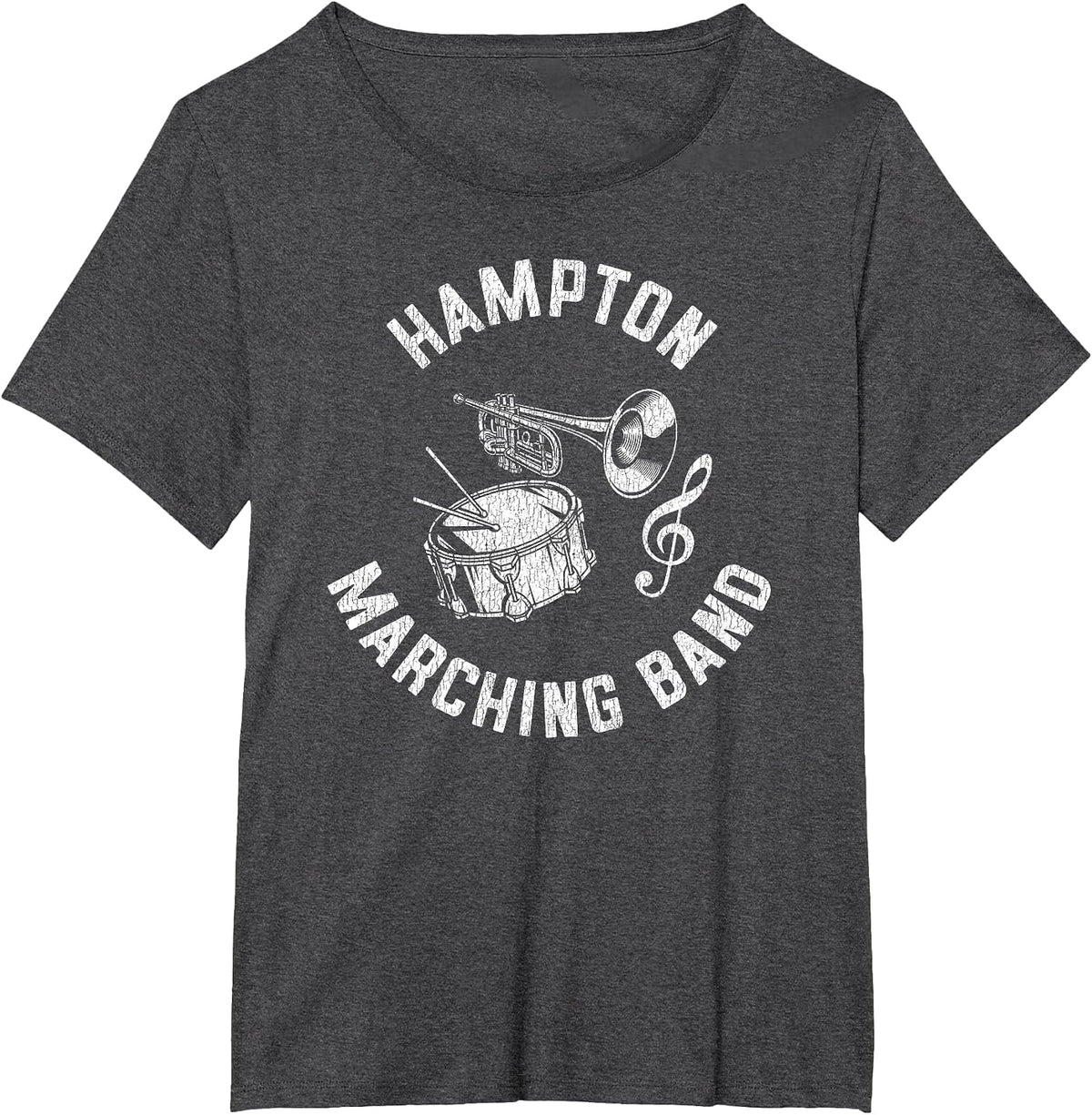 Hampton Marching Band Vintage Classic Music Distressed T-Shirt - Dark Heather Grey