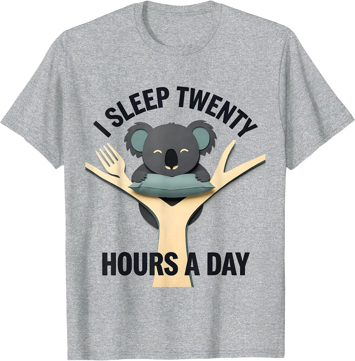Men's I Sleep Twenty Hours A Day Funny Koala Animal Official T-Shirt - Heather Grey
