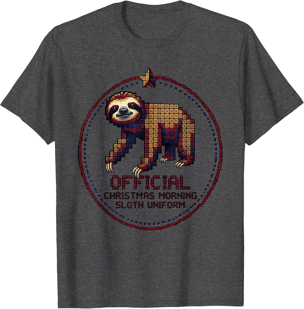 Official Christmas Morning Sloth Uniform Funny Sloth Lover T-Shirt - Dark Heather Grey