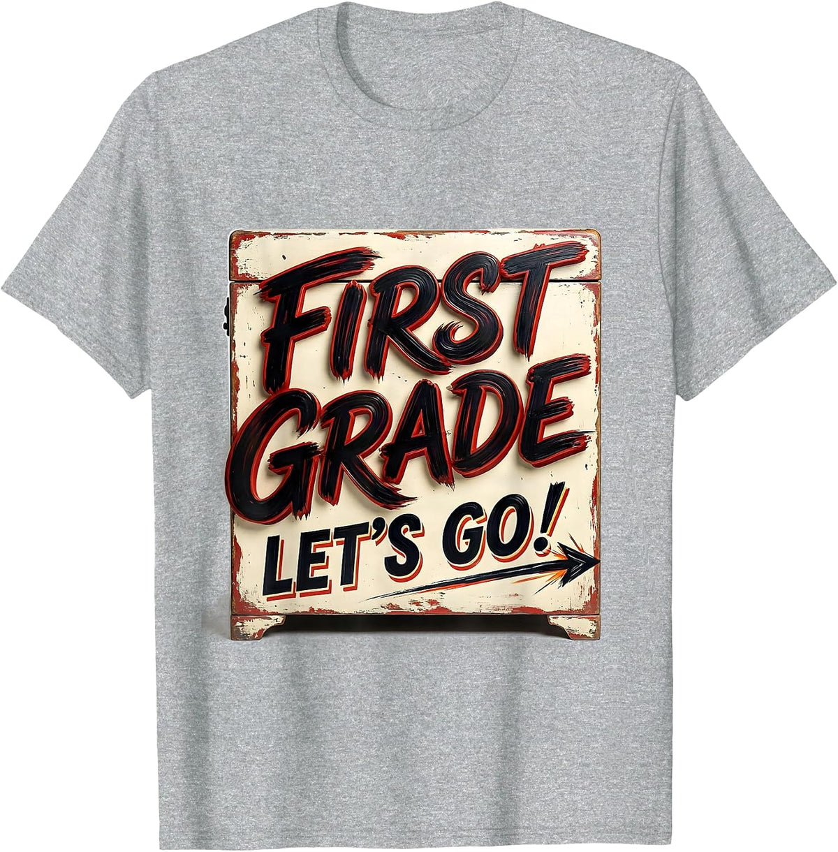 Men's First Grade Let's Go Cheerful Back to School Teacher Student T-Shirt - Heather Grey