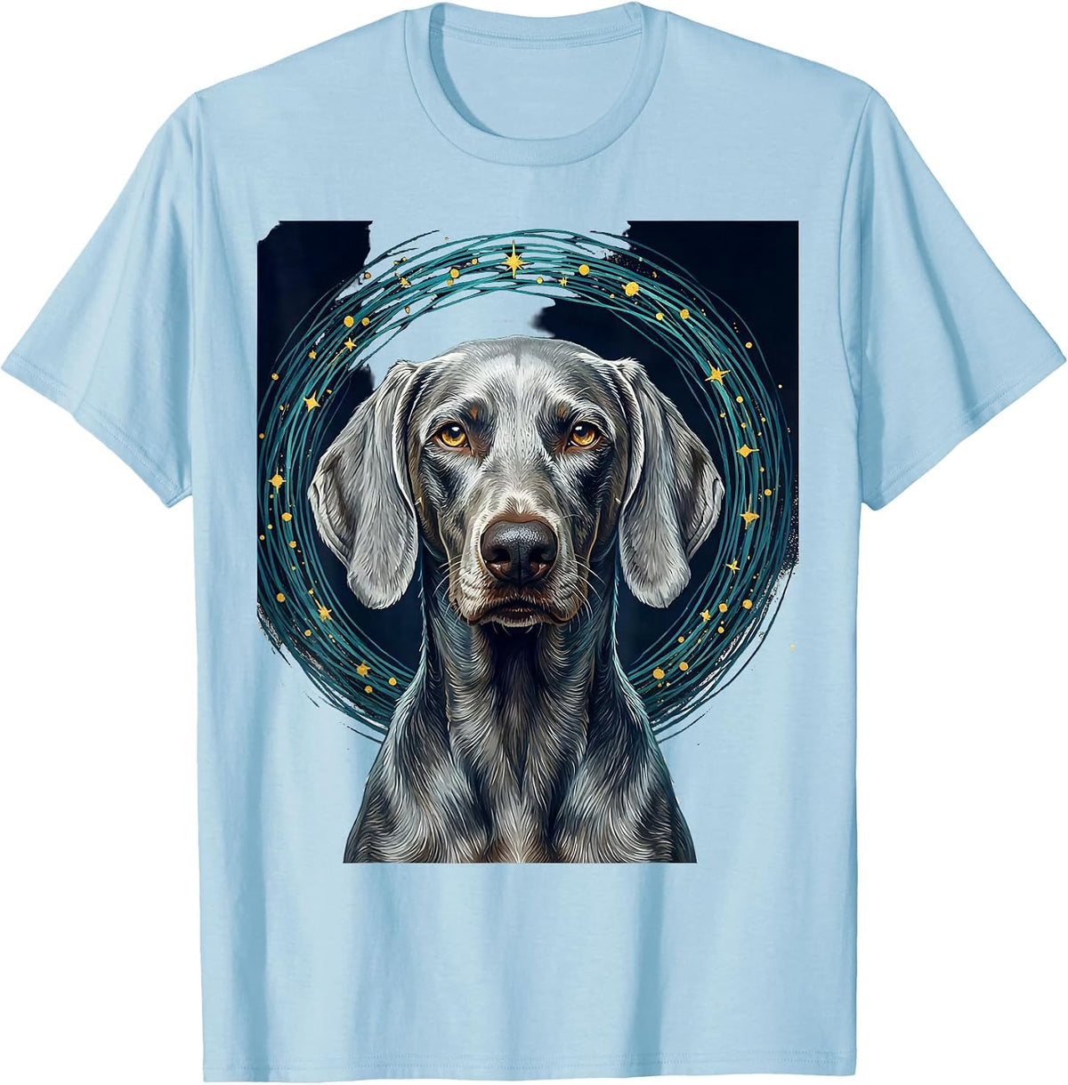 Men's Weimaraner Van Gogh Starry Night Portrait Dog Lover Art T-Shirt - Baby Blue