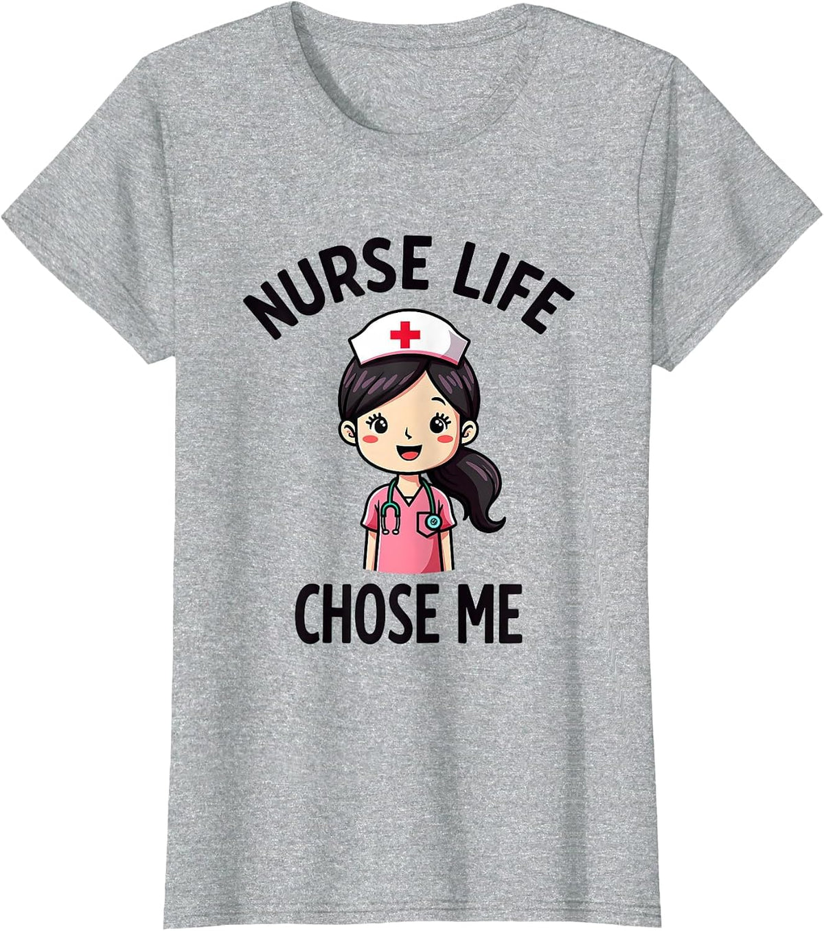Nurse Life Chose Me School Nurse Design T-Shirt - Heather Grey