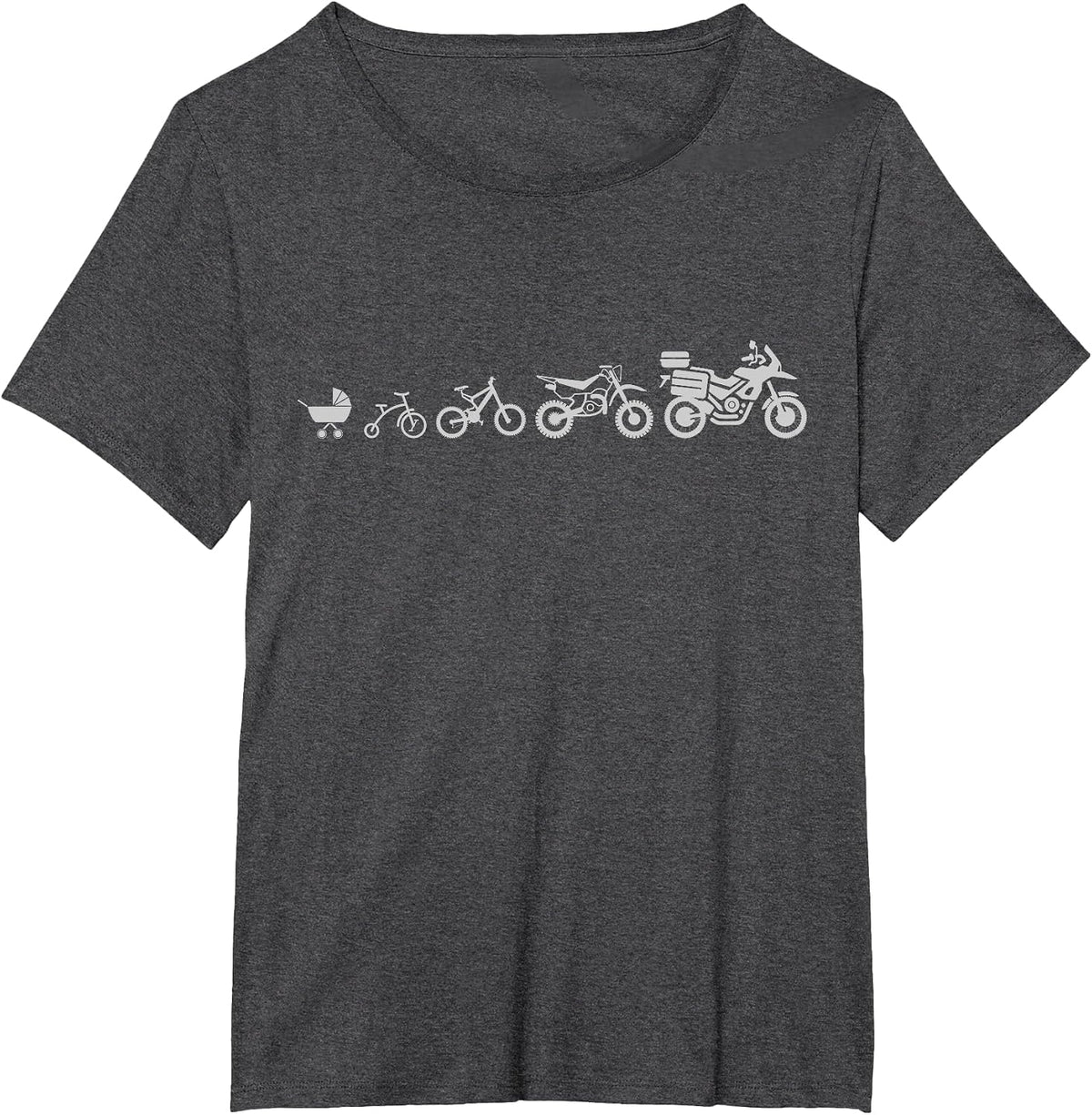 Evolution of Adventure Motorcycle T-Shirt T-Shirt - Dark Heather Grey