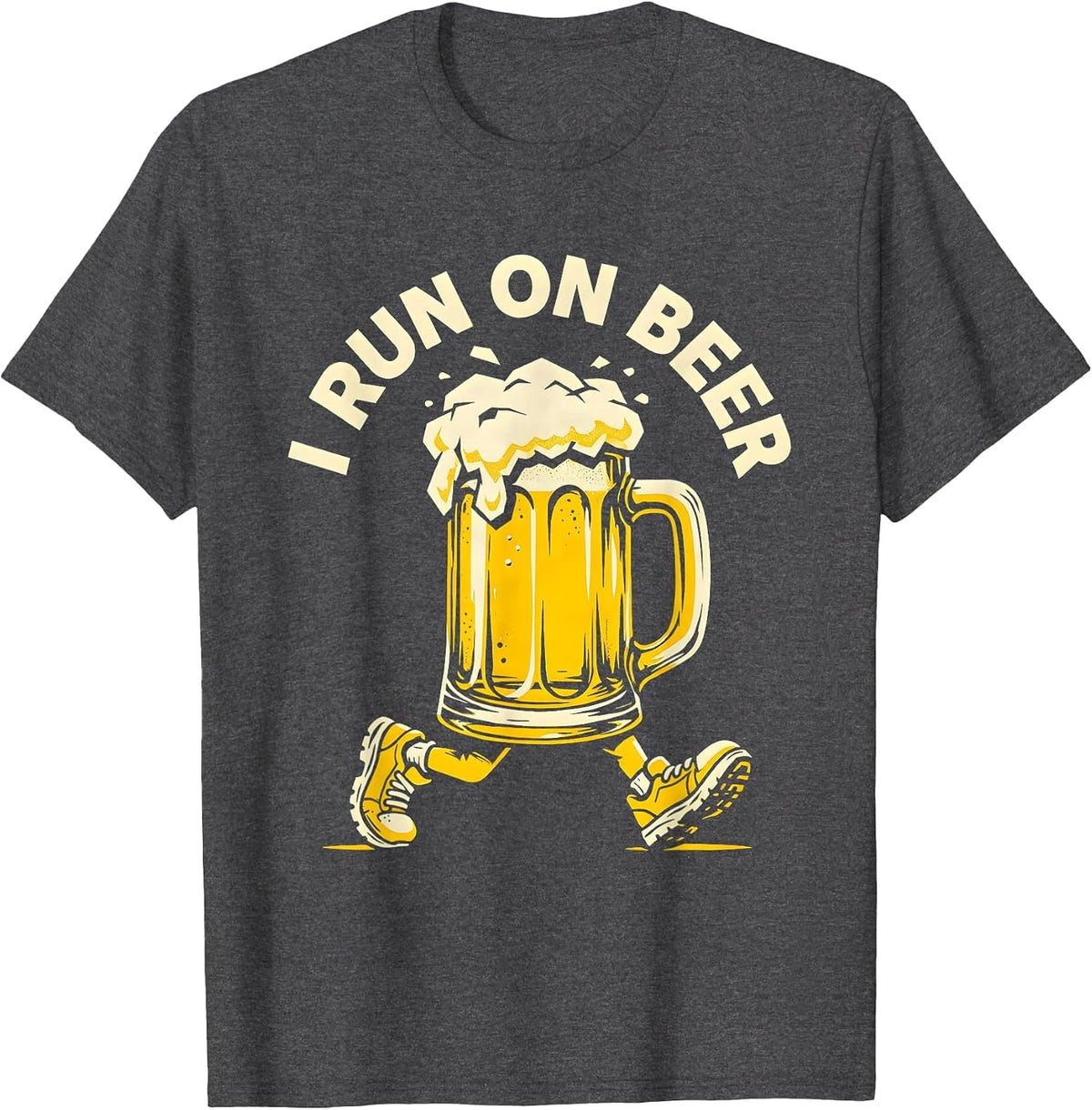 I Run On Beer Funny Drinking Humor Design T-Shirt - Dark Heather Grey