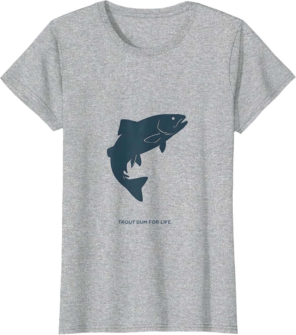 Trout Bum For Life Fly Fishing Design T-Shirt - Heather Grey