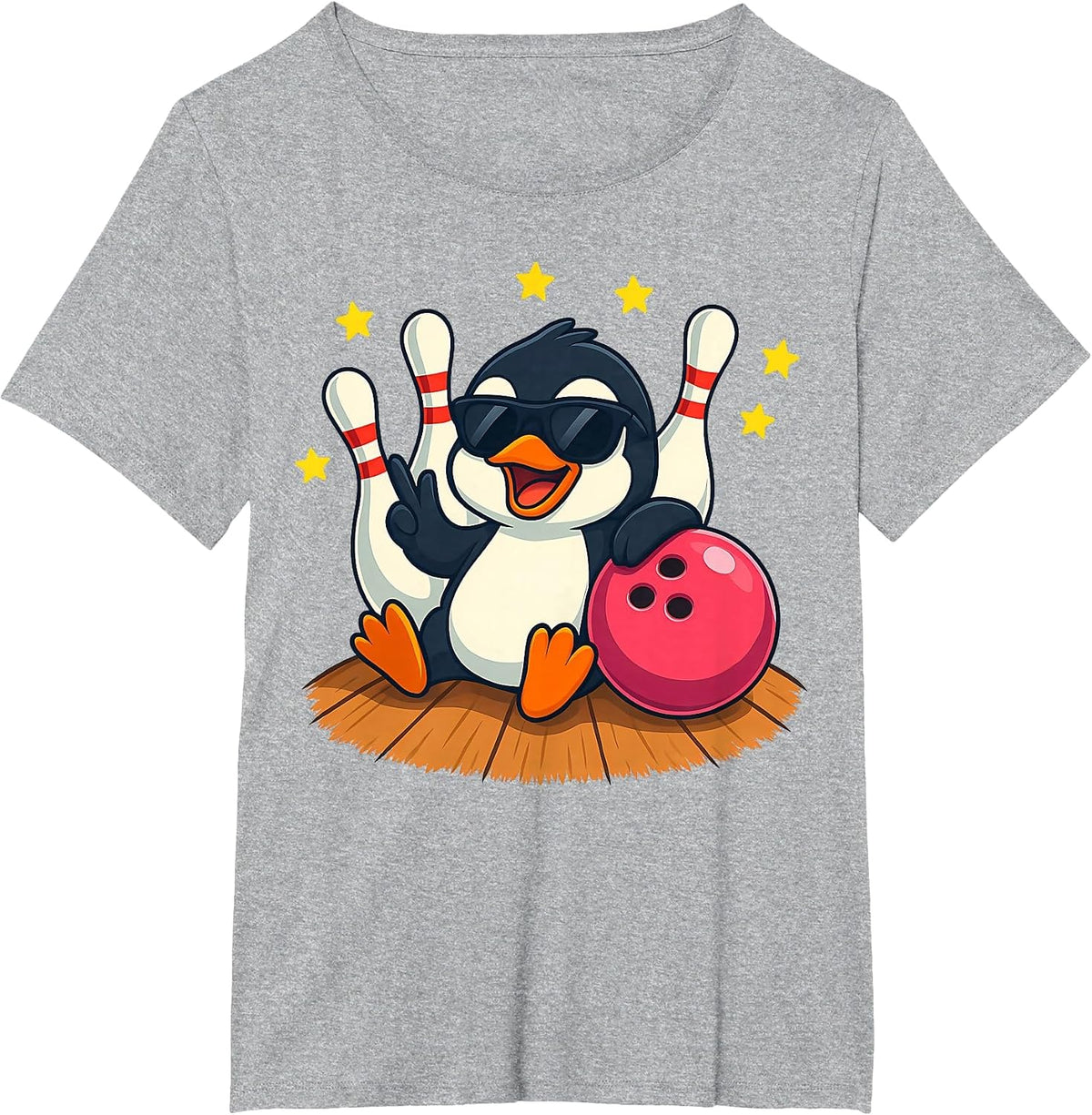 Cute Penguins with Sunglasses Playing Bowling for Men Women T-Shirt - Heather Grey