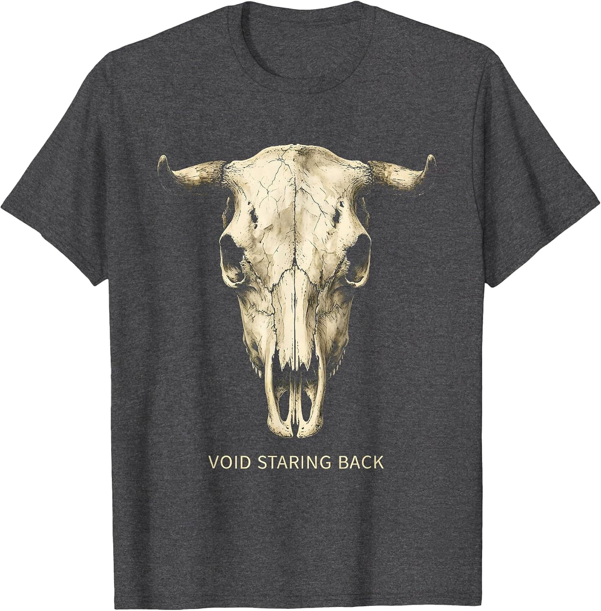 Void Staring Back Dark Philosophy Design T-Shirt - Dark Heather Grey