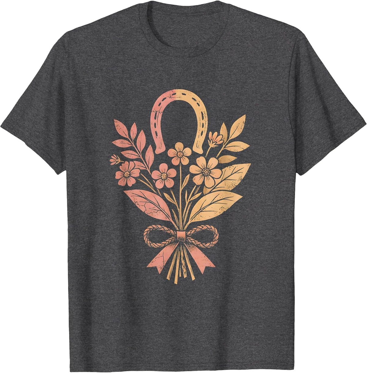Cowboy Campfire Leather Reins Braiding Illustration T-Shirt - Dark Heather Grey