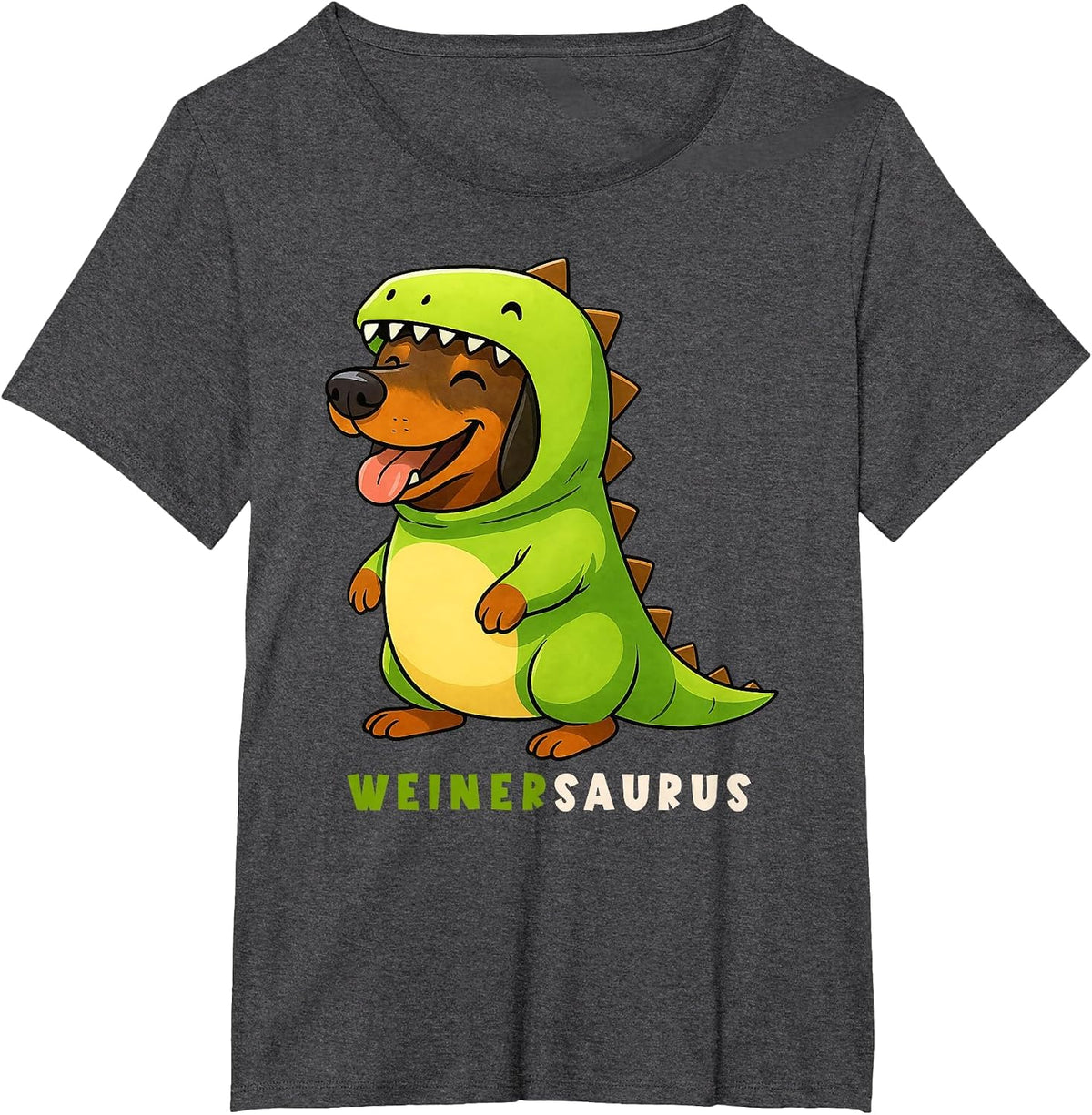 Dachshund Doxie Dinosaur Costume Trex Weinersaurus Mom Dad T-Shirt - Dark Heather Grey