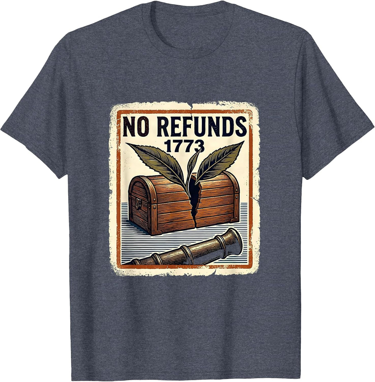 No Refunds, 1773 Funny History Teacher 4th Of July T-Shirt - Heather Blue