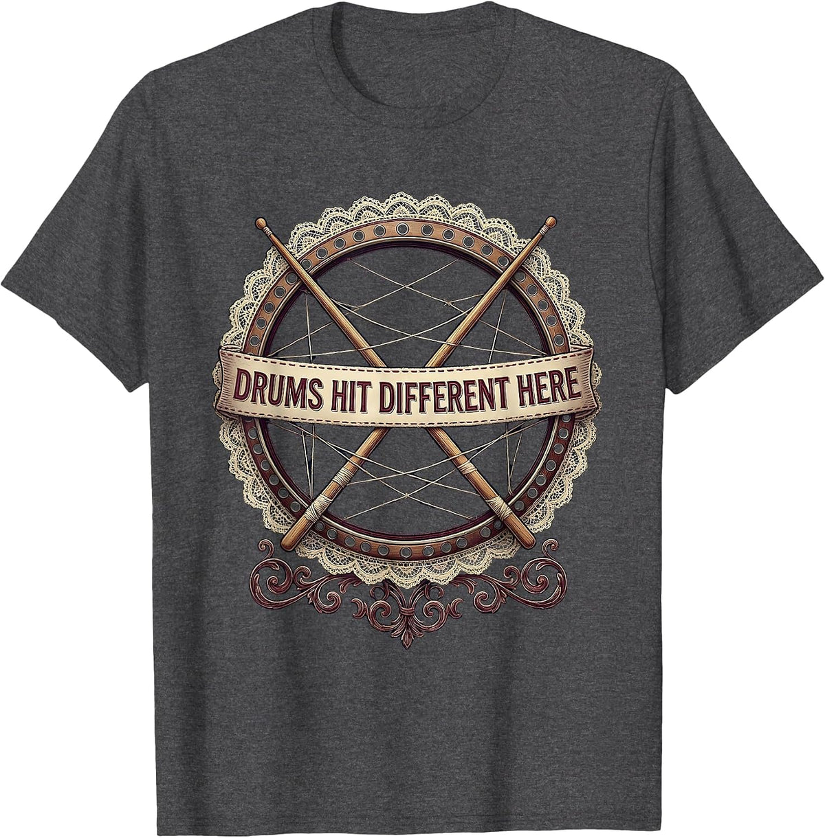 Drums Hit Different Drummer Band Music Design T-Shirt - Dark Heather Grey