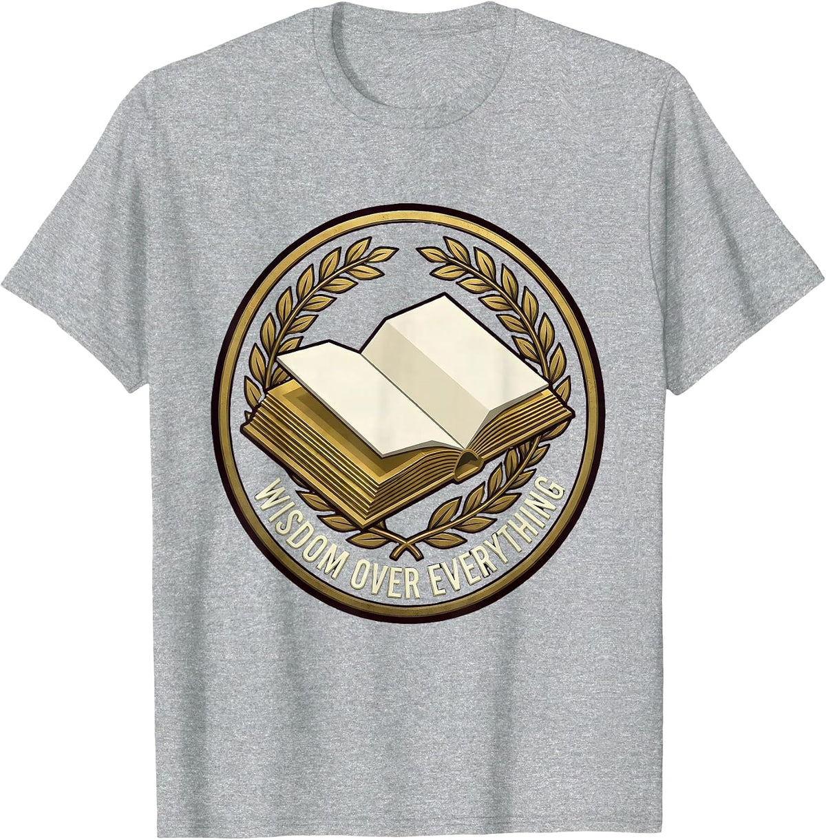 Men's Wisdom Over Everything Renaissance Inspired Design T-Shirt - Heather Grey