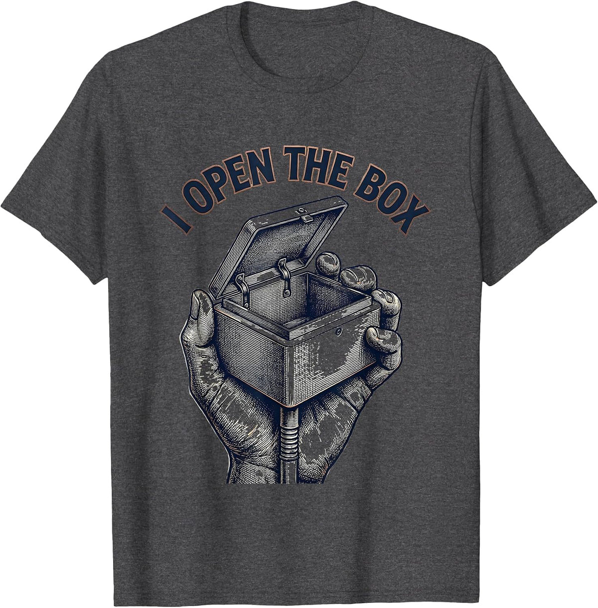 Men's I Open The Box Funny Skeleton Electrician Trade Humor Gift T-Shirt - Dark Heather Grey