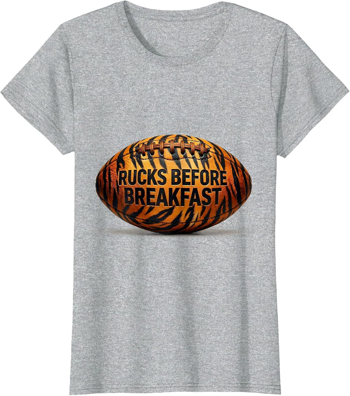 Rucks Before Breakfast Rugby Design T-Shirt - Heather Grey