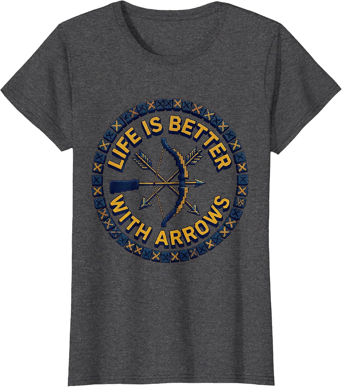 Women's Life Is Better With Arrows Archery Design T-Shirt - Dark Heather Grey