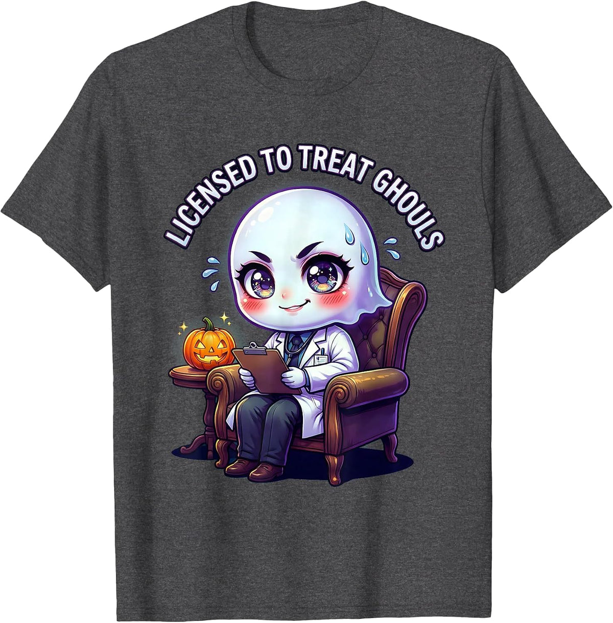 Men's Boo Crew Therapist Halloween Design T-Shirt - Dark Heather Grey